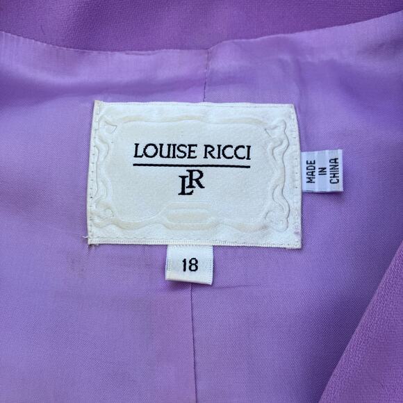 Louise Ricci Top Blouse Sz 18 Purple Beaded square Neckline Rhinestone Y2K Glam - Picture 16 of 16